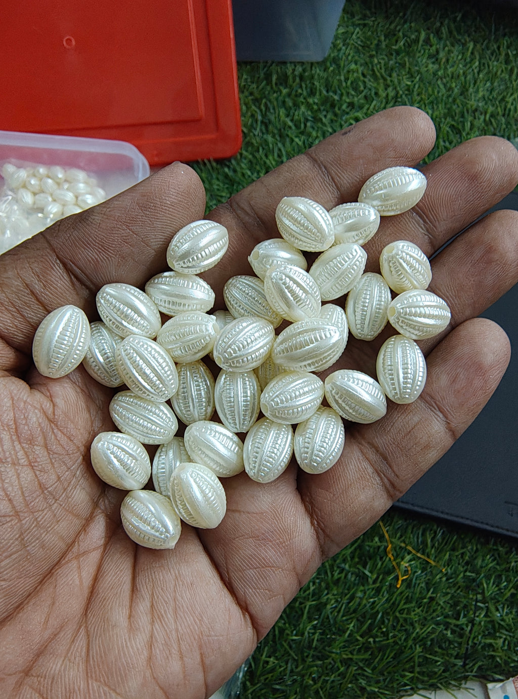 Oval shape acrylic pearl beads
