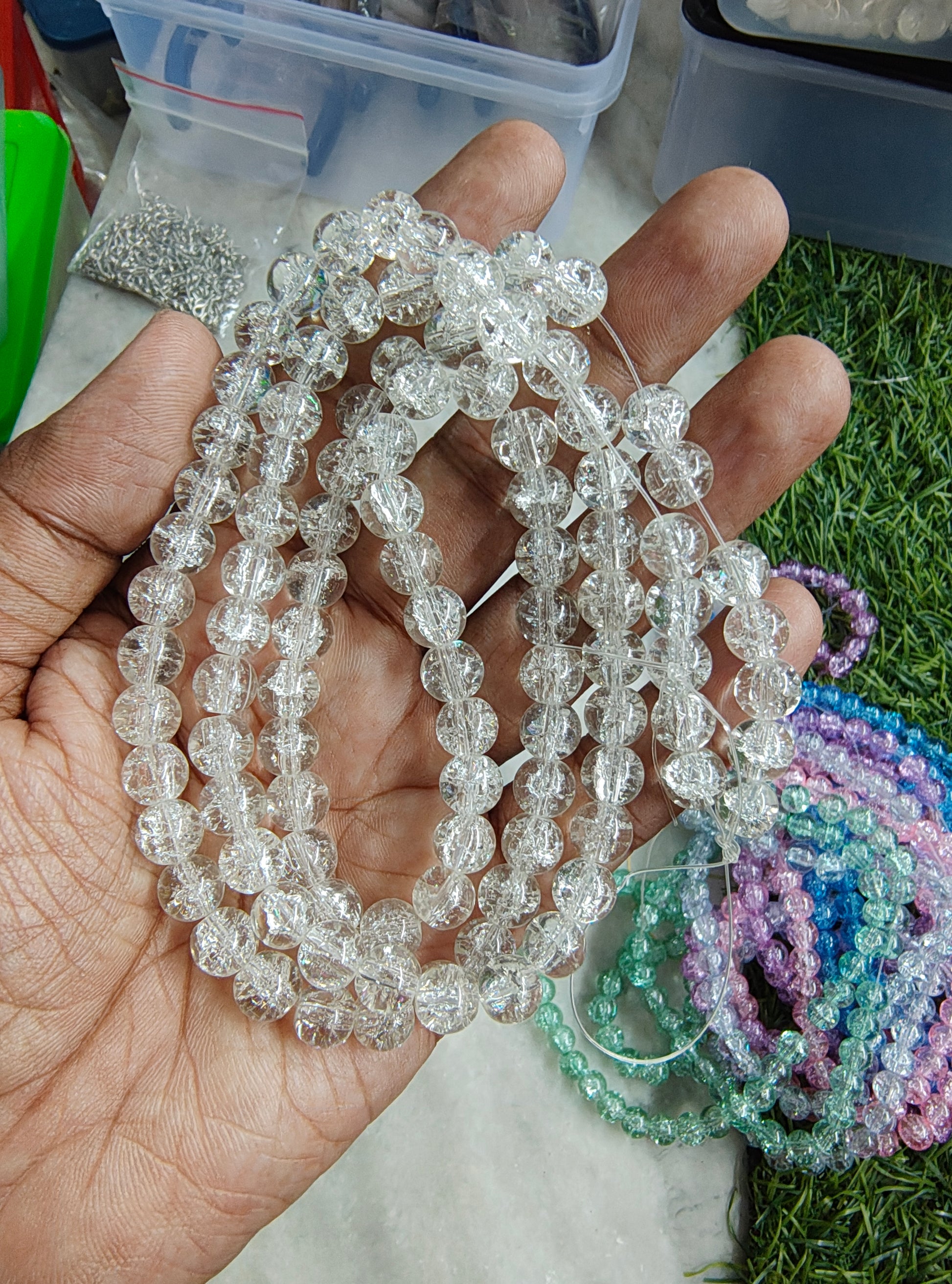 8mm plain cracker glass beads