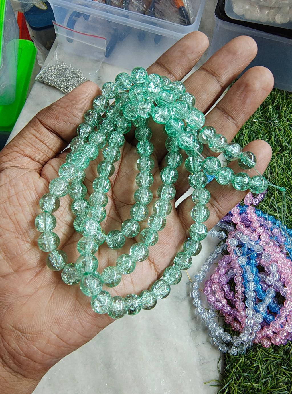 8mm plain cracker glass beads