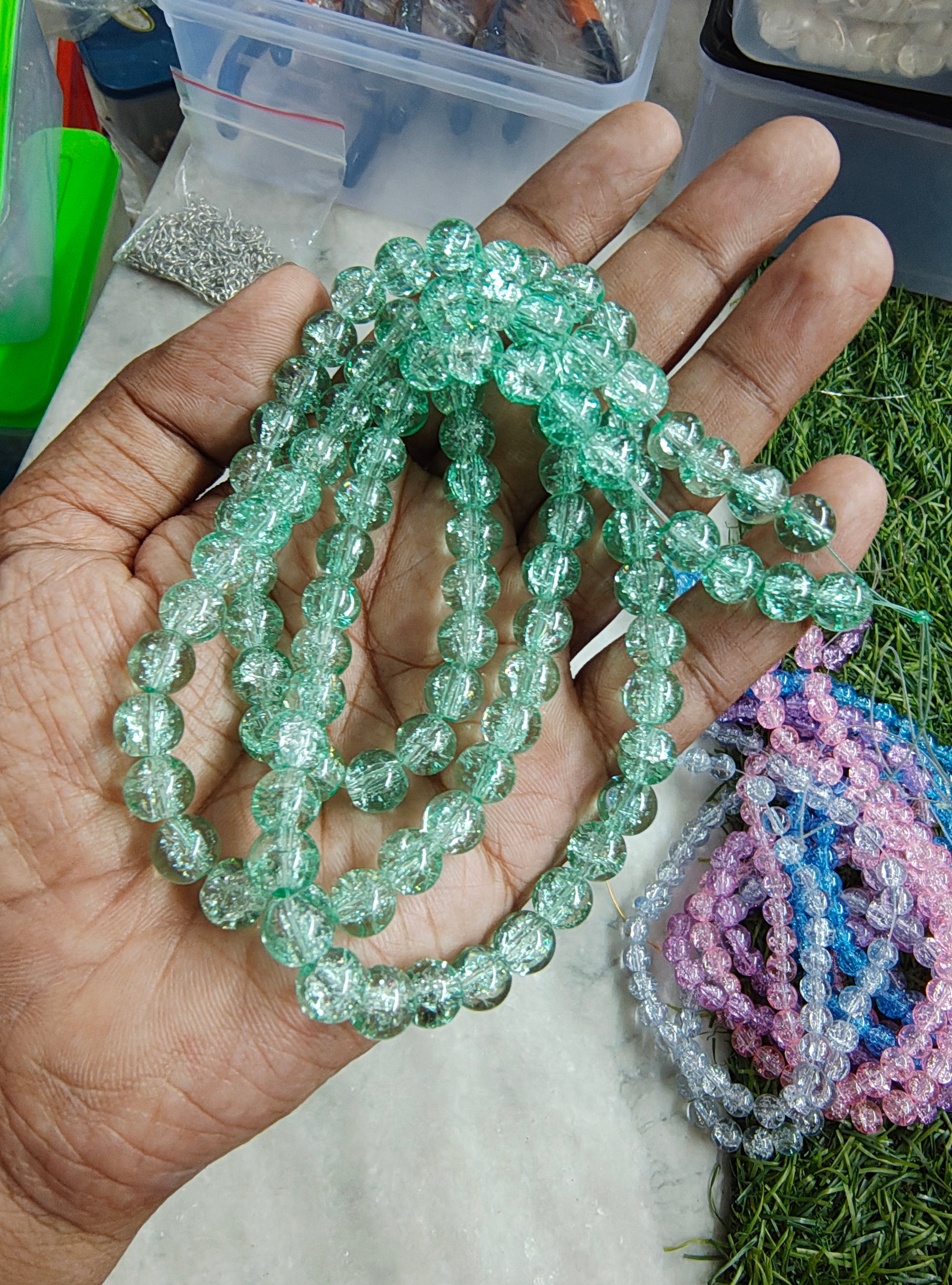 8mm plain cracker glass beads