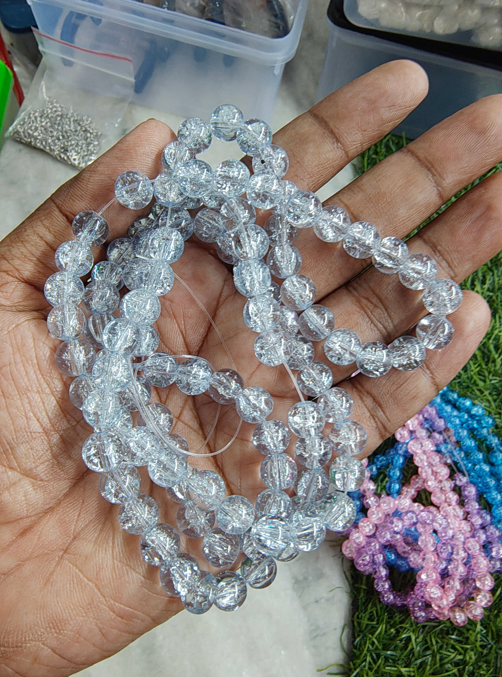 8mm plain cracker glass beads