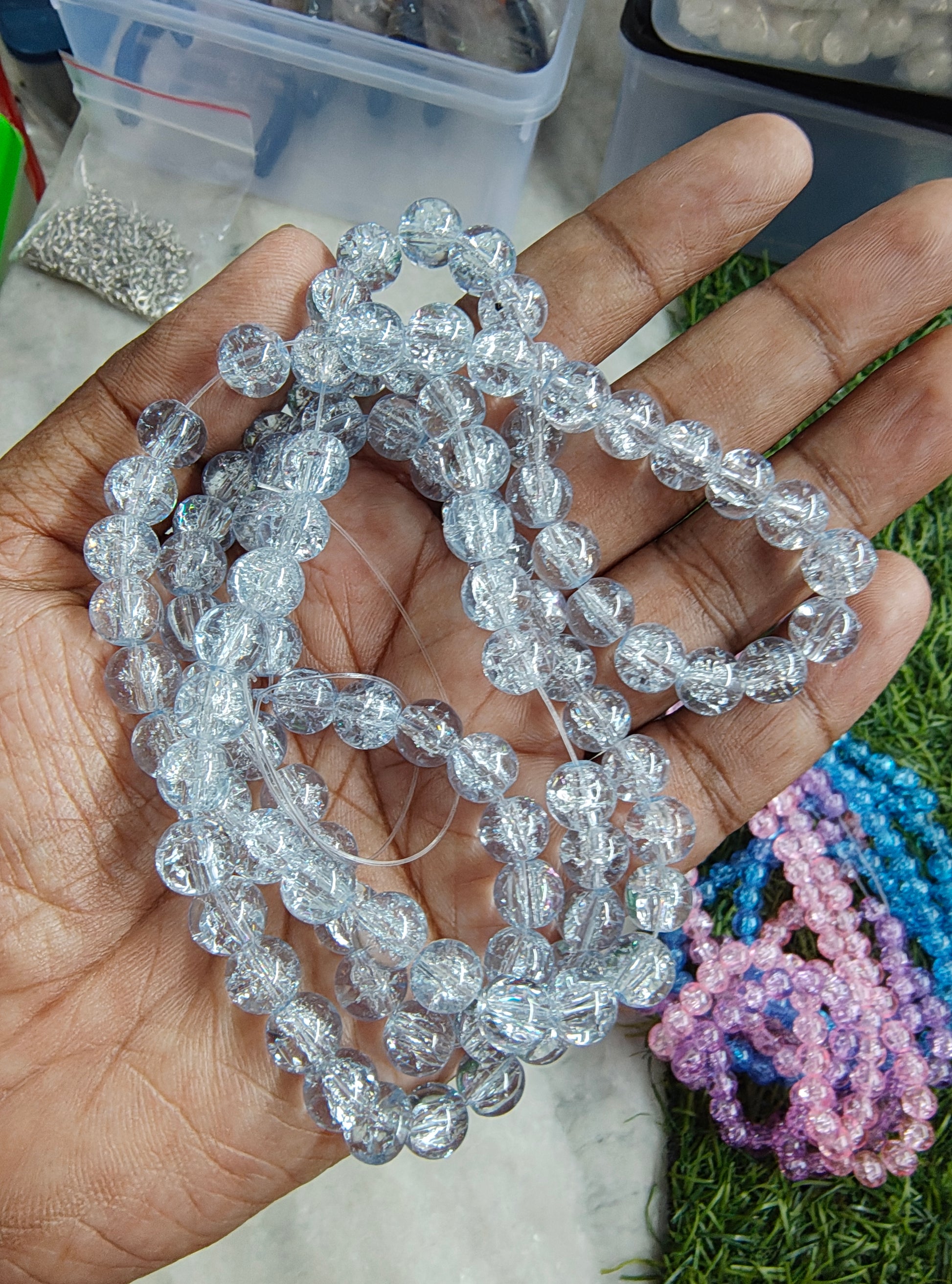 8mm plain cracker glass beads