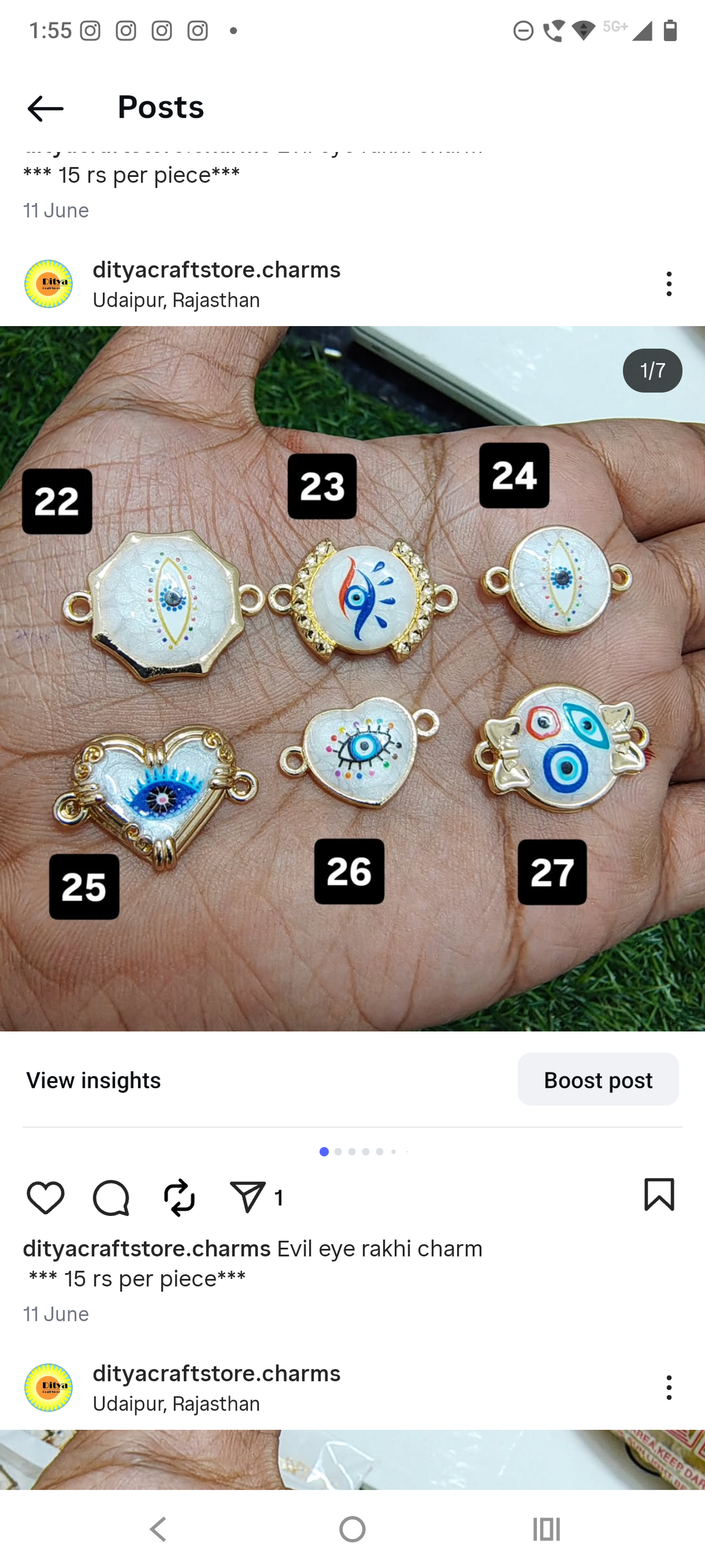 Evil eye rakhi charm ( 22- 27) ( RC3029 )