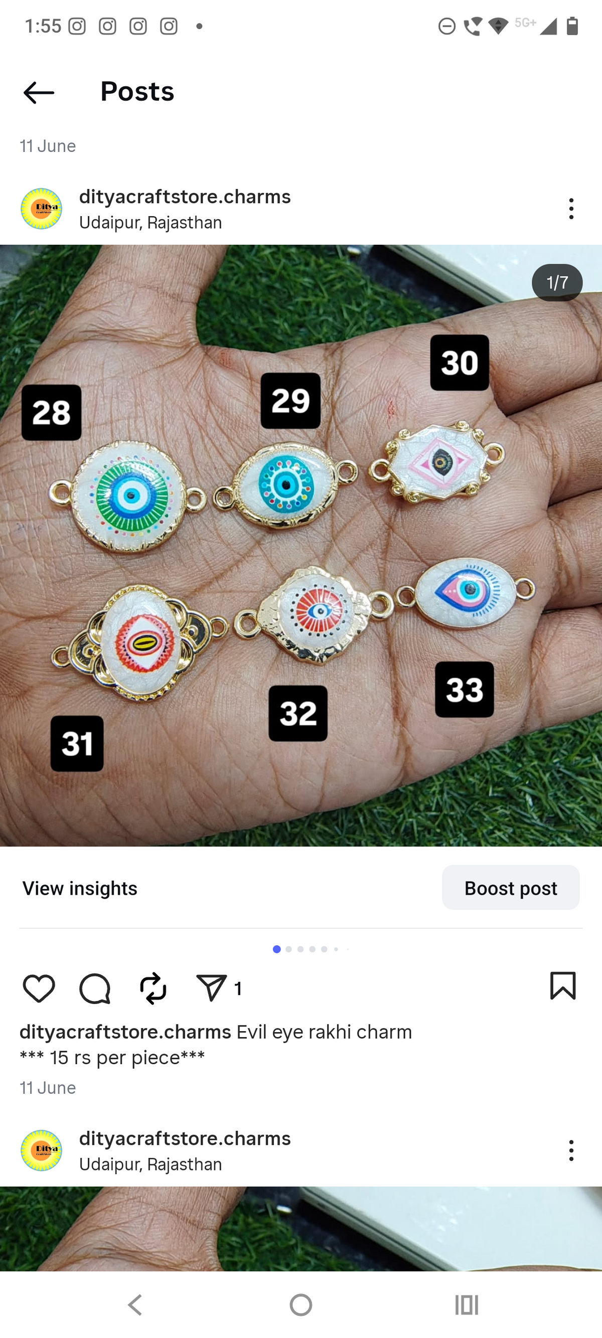 Evil eye rakhi charm( 28-33) ( RC3030 )