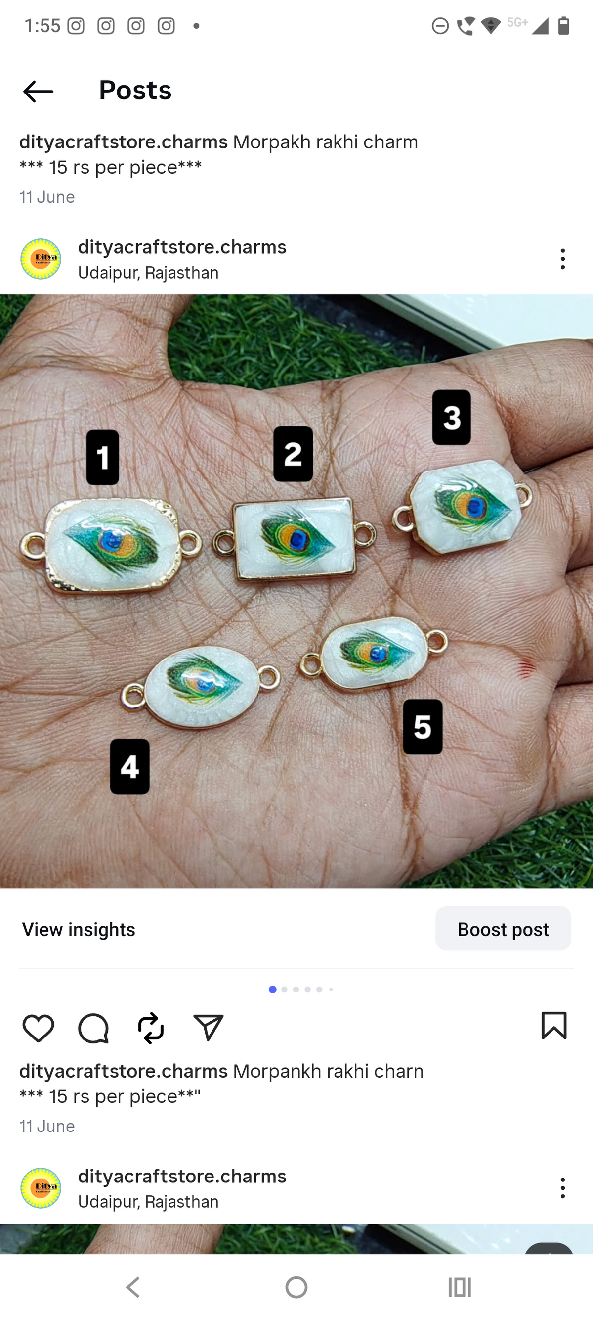 Morepankh rakhi charm (1-5) ( RC3031 )