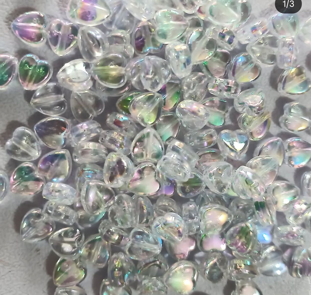 Acrylic rainbow heart beads