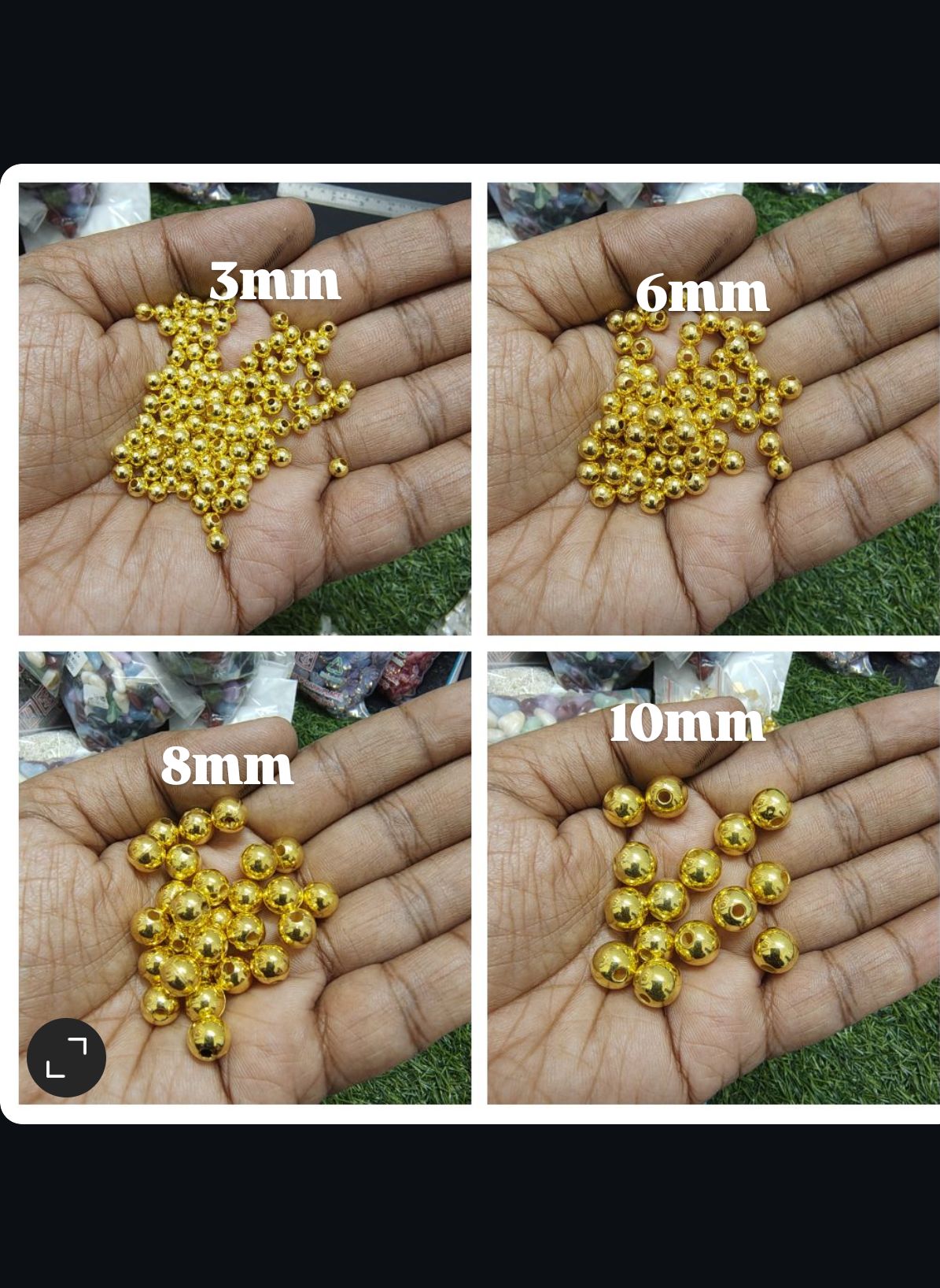 Golden acrylic cc beads (AB2034)