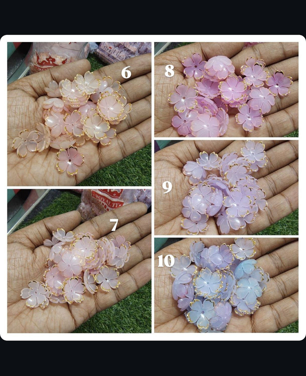 Colour acrylic flower beads 20mm size (AB2090)
