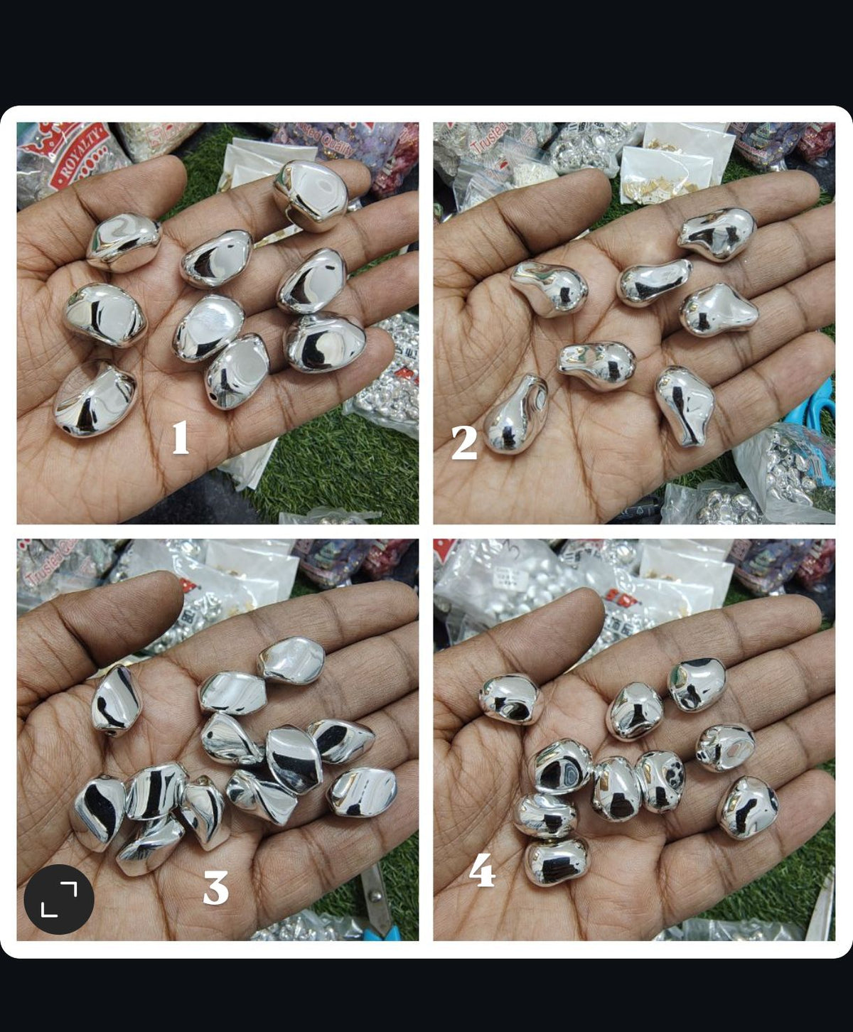 Uv acrylic silver beads (AB2094)