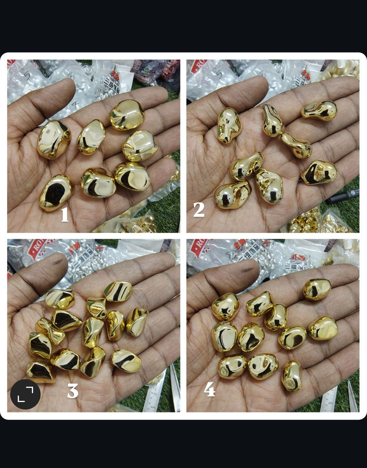 Uv acrylic golden beads (AB2096)