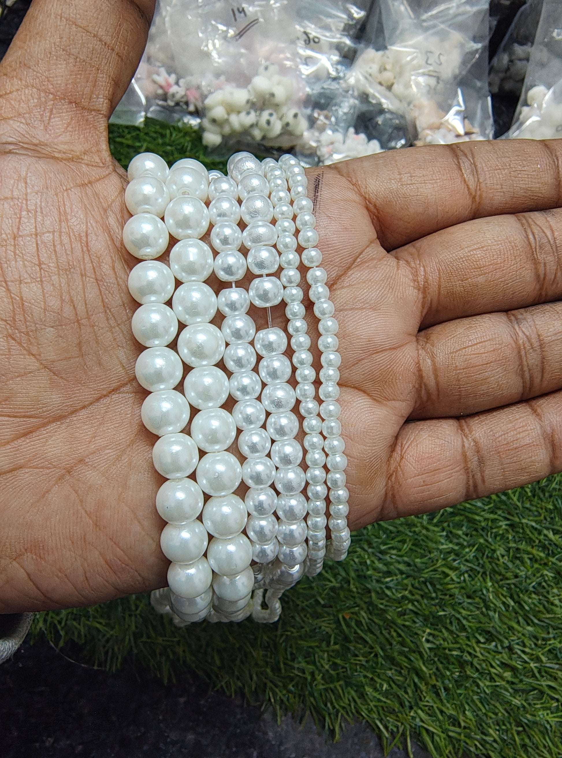 White glass pearl beads