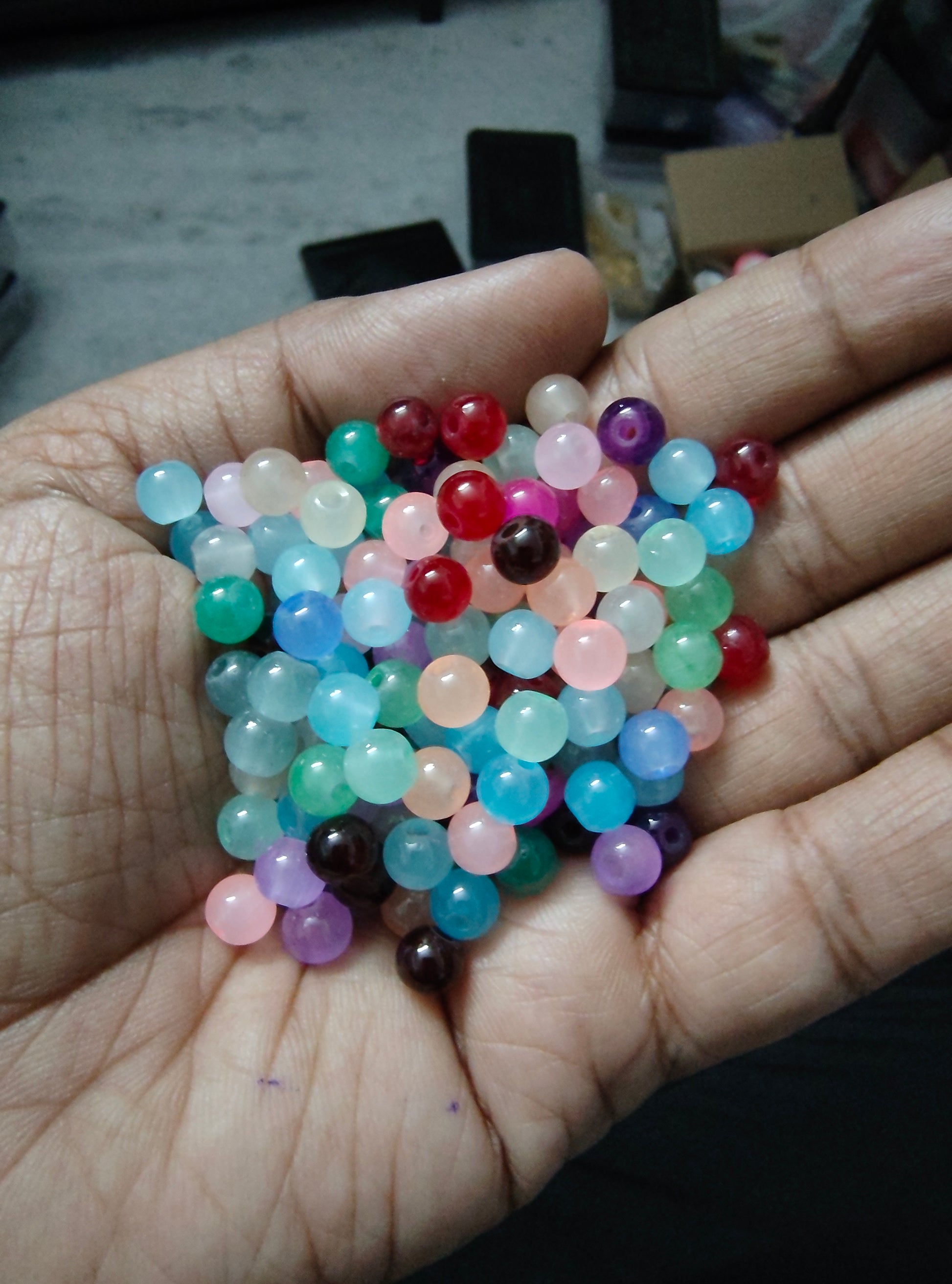 6mm mix colour glass beads