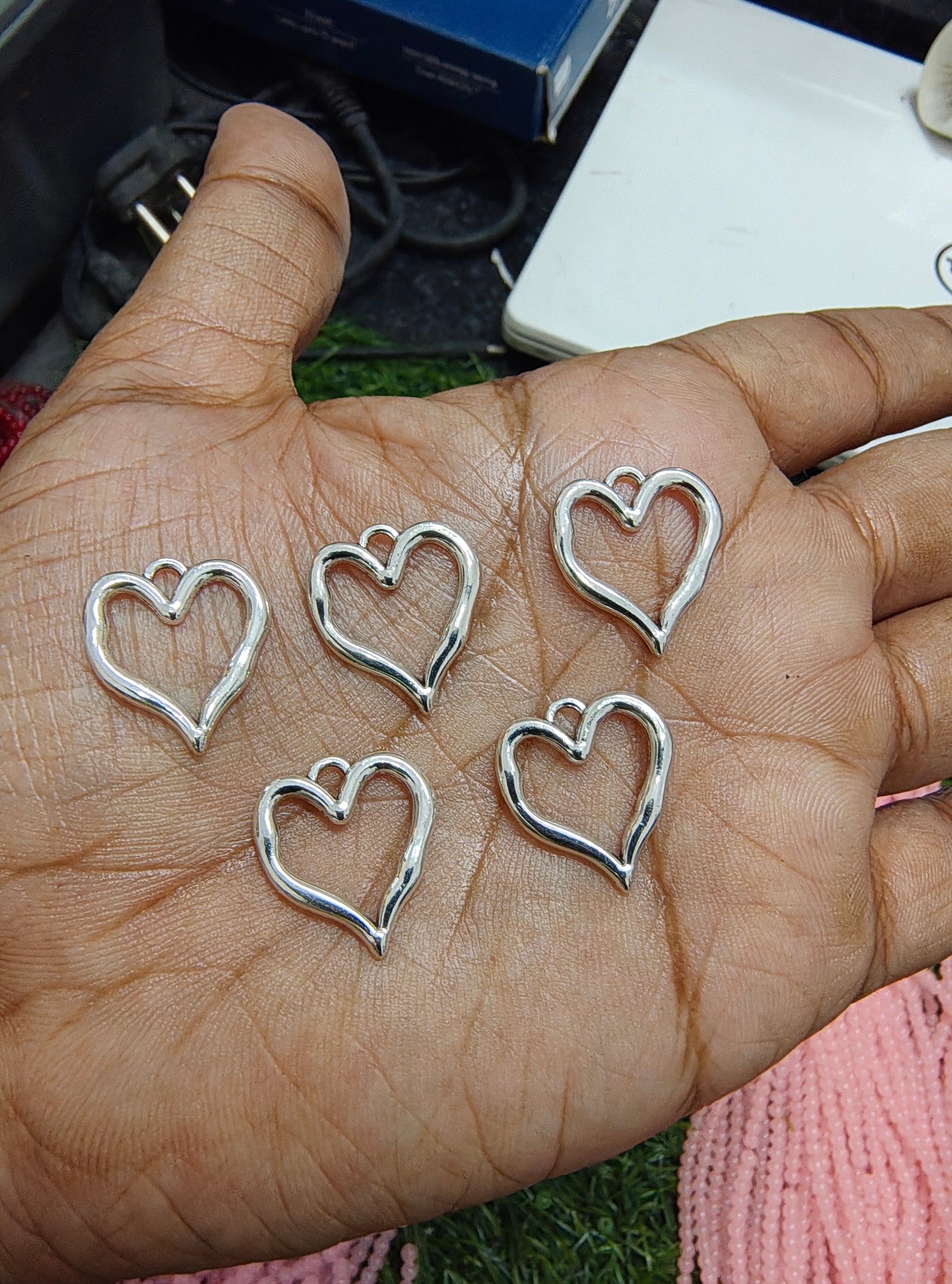 15mm silver heart metal charm
