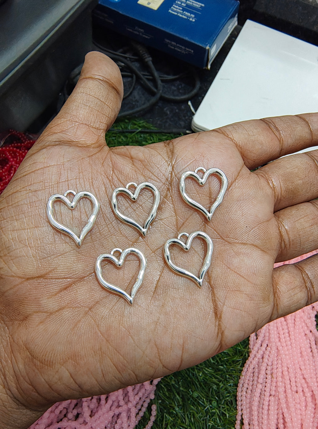 15mm silver heart metal charm
