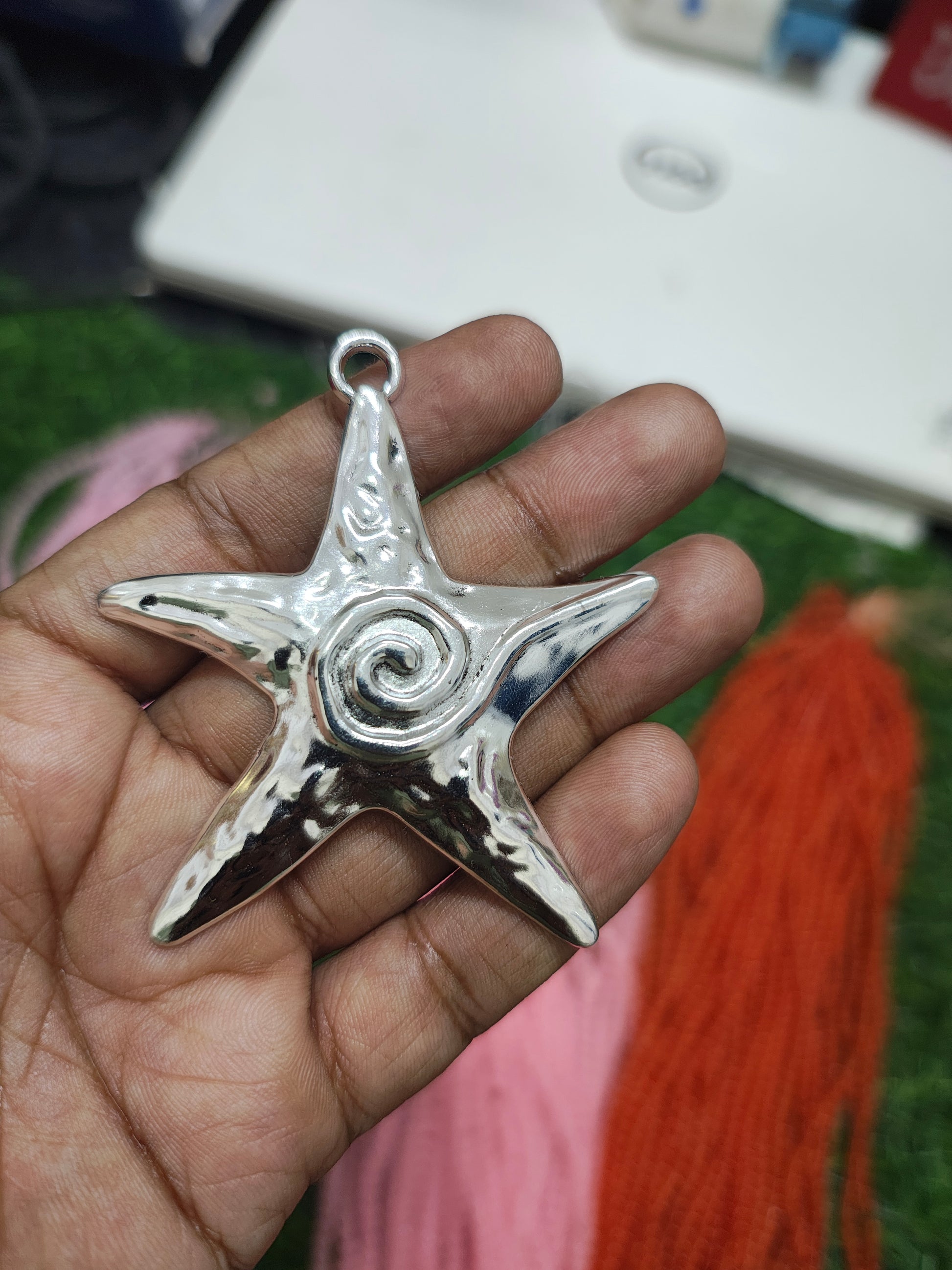 Big silver star charm